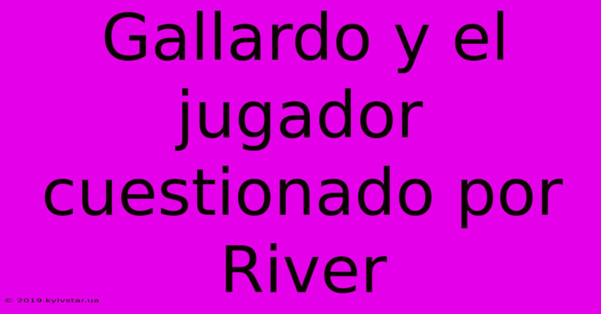 Gallardo Y El Jugador Cuestionado Por River