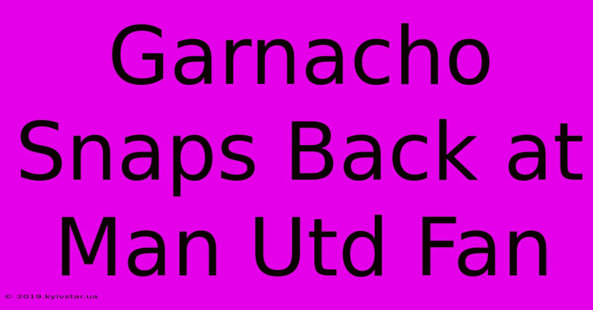 Garnacho Snaps Back At Man Utd Fan