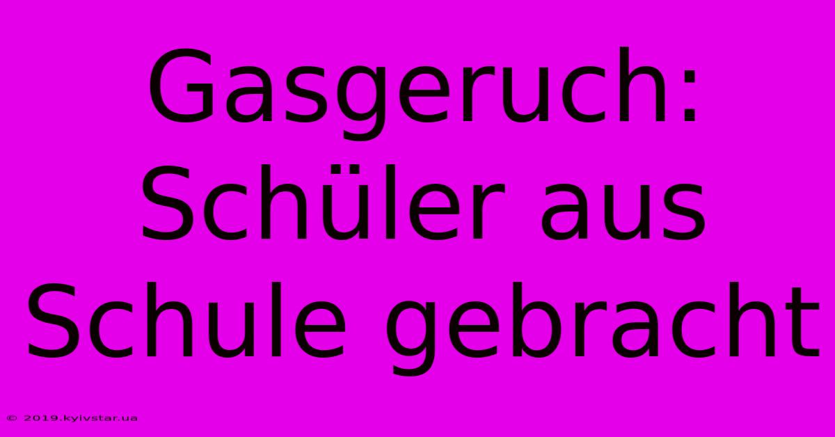 Gasgeruch: Schüler Aus Schule Gebracht