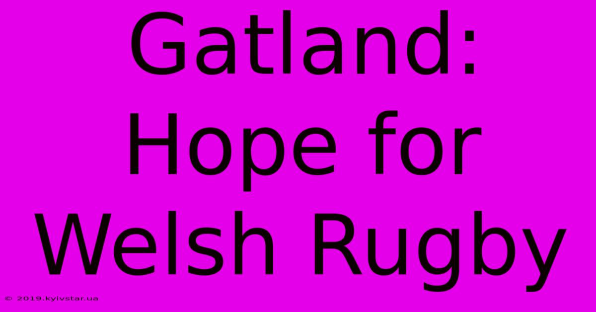 Gatland: Hope For Welsh Rugby