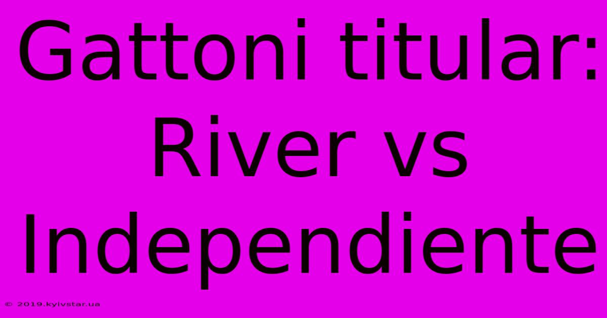 Gattoni Titular: River Vs Independiente