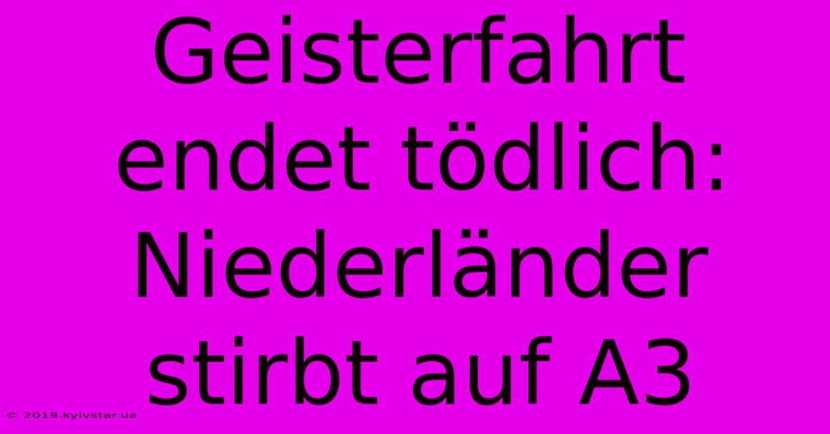 Geisterfahrt Endet Tödlich: Niederländer Stirbt Auf A3