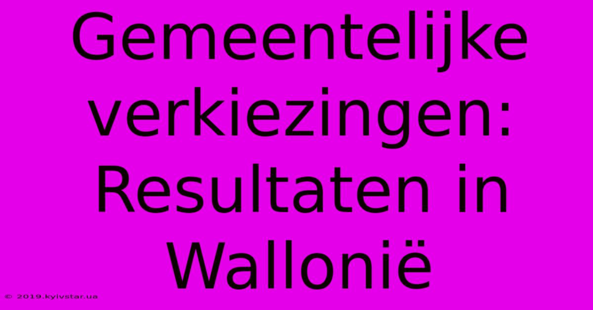 Gemeentelijke Verkiezingen:  Resultaten In Wallonië 