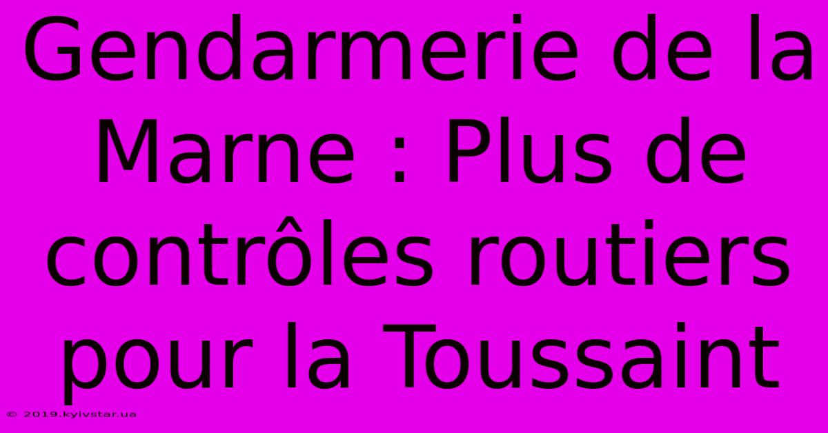 Gendarmerie De La Marne : Plus De Contrôles Routiers Pour La Toussaint 