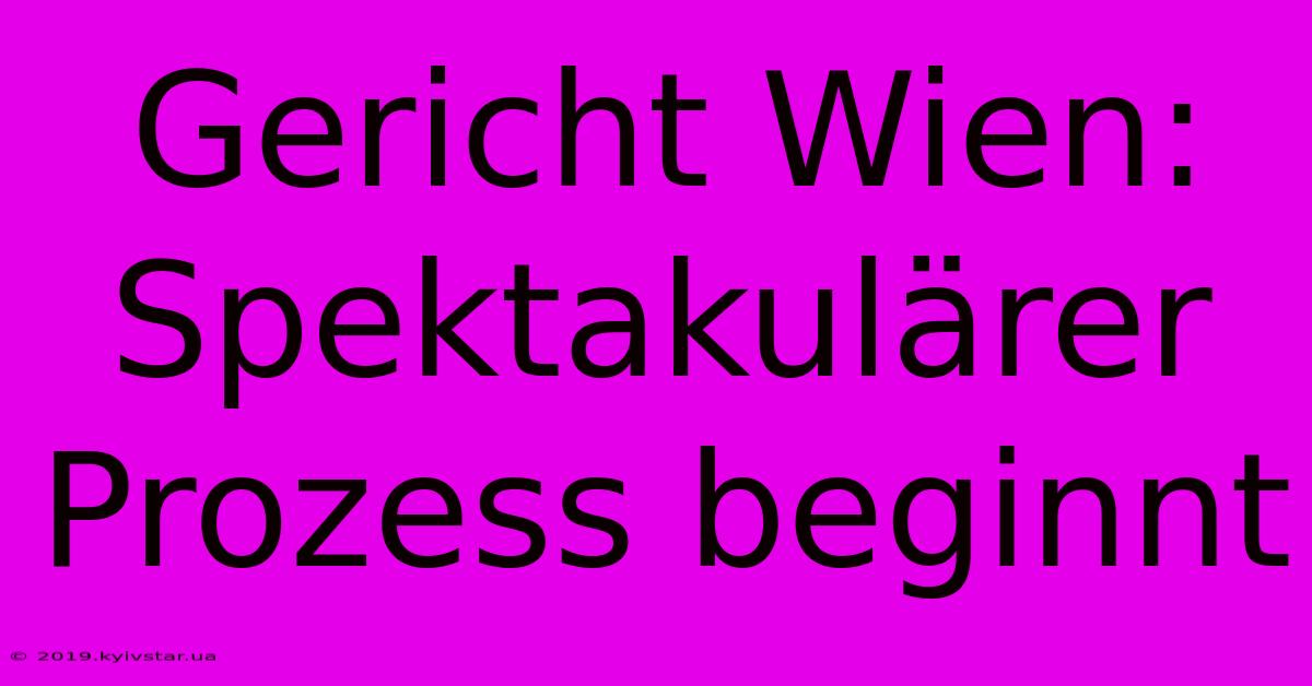 Gericht Wien: Spektakulärer Prozess Beginnt