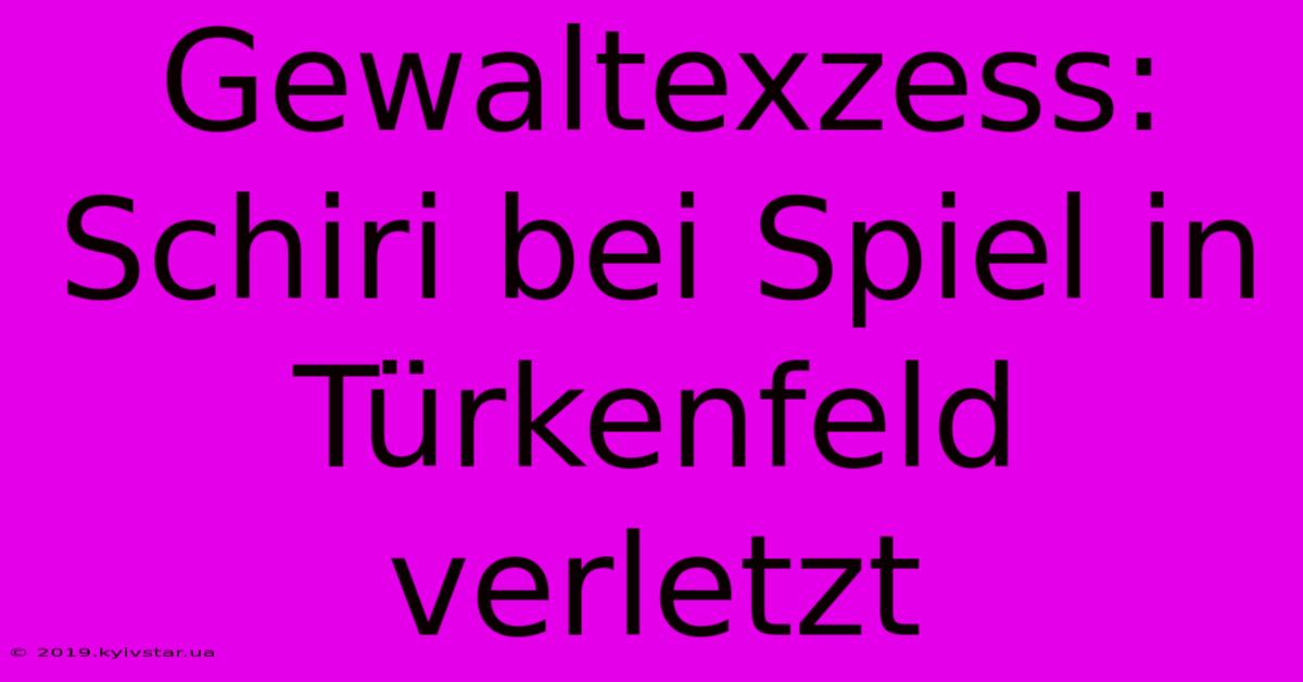 Gewaltexzess: Schiri Bei Spiel In Türkenfeld Verletzt 