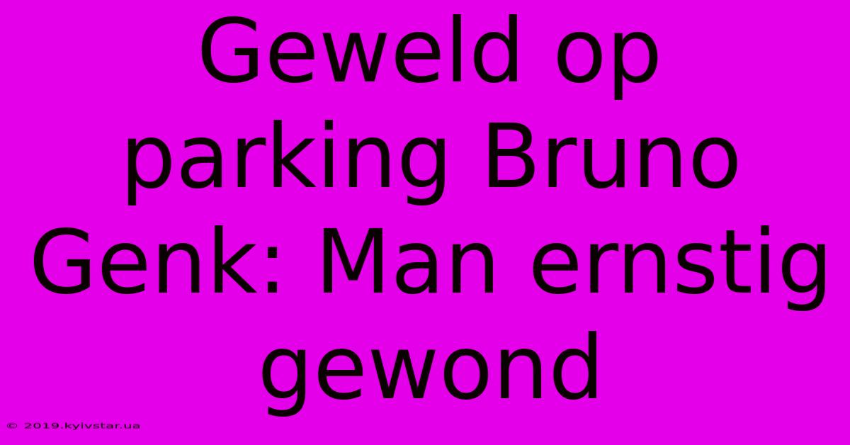 Geweld Op Parking Bruno Genk: Man Ernstig Gewond