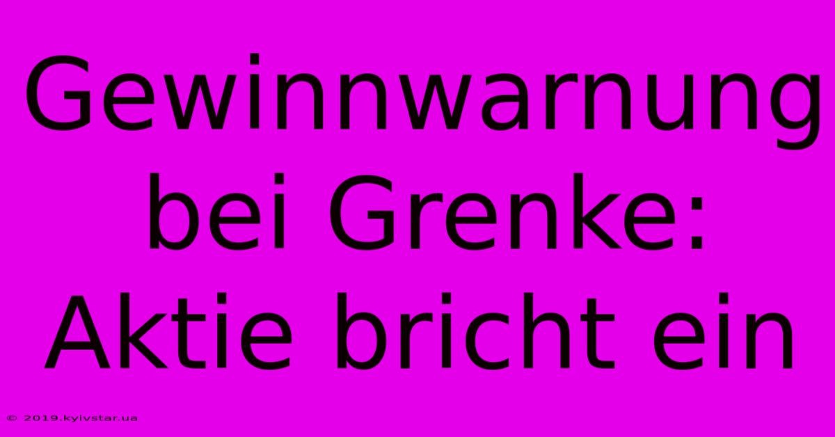 Gewinnwarnung Bei Grenke: Aktie Bricht Ein