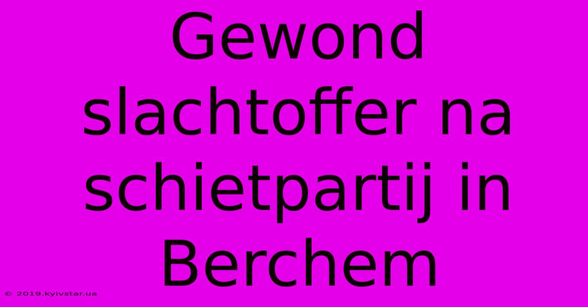 Gewond Slachtoffer Na Schietpartij In Berchem