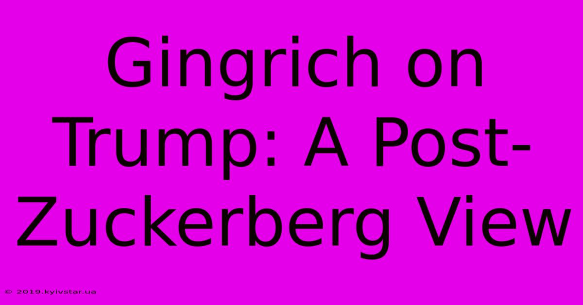 Gingrich On Trump: A Post-Zuckerberg View