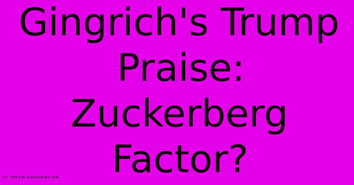 Gingrich's Trump Praise: Zuckerberg Factor?