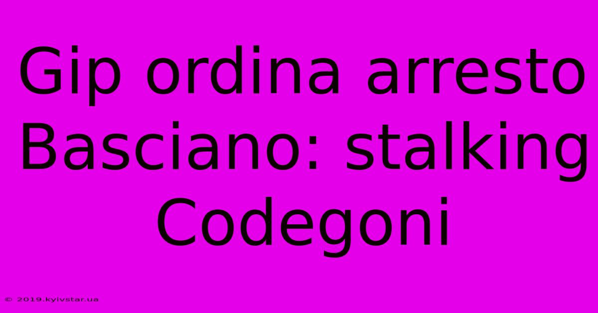 Gip Ordina Arresto Basciano: Stalking Codegoni