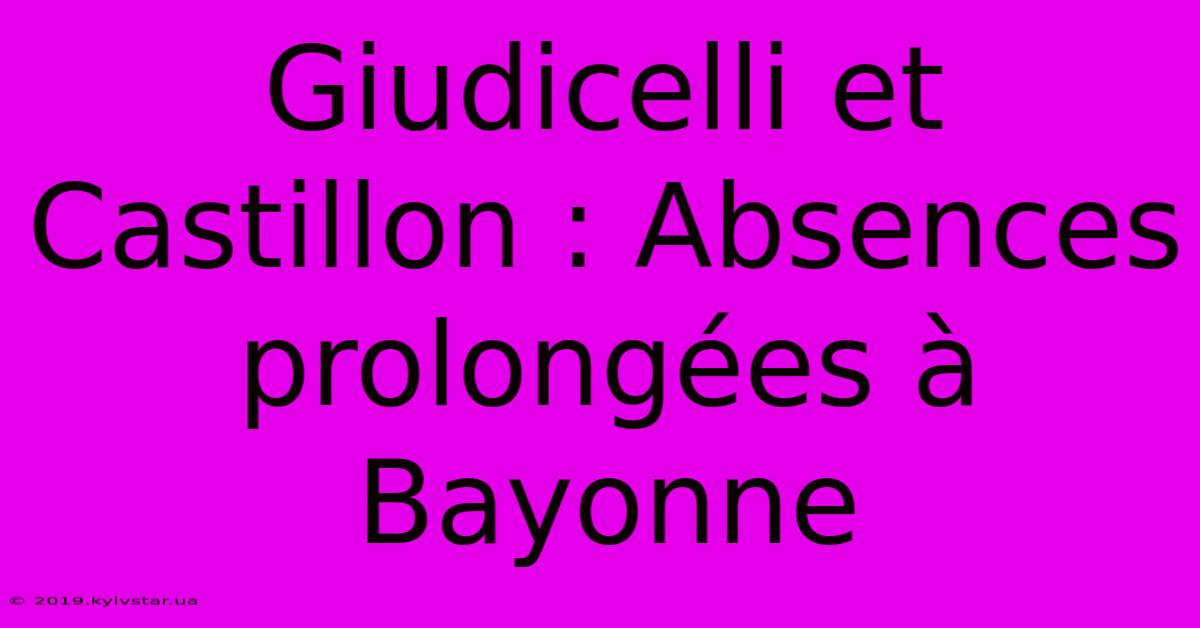 Giudicelli Et Castillon : Absences Prolongées À Bayonne