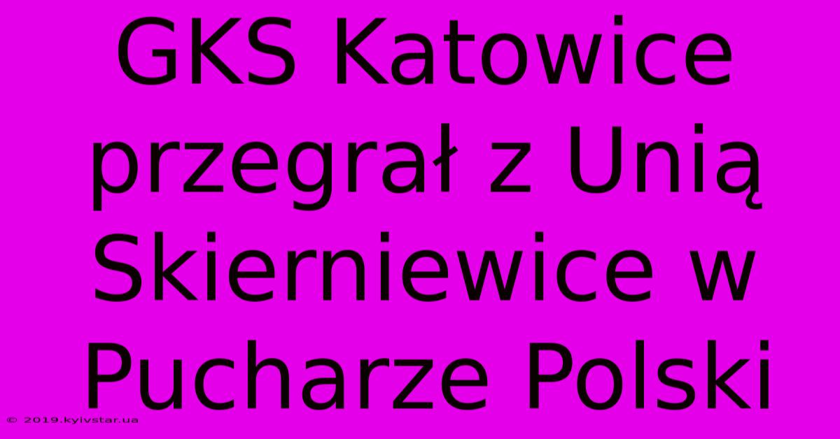 GKS Katowice Przegrał Z Unią Skierniewice W Pucharze Polski