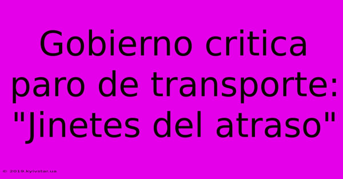 Gobierno Critica Paro De Transporte: 