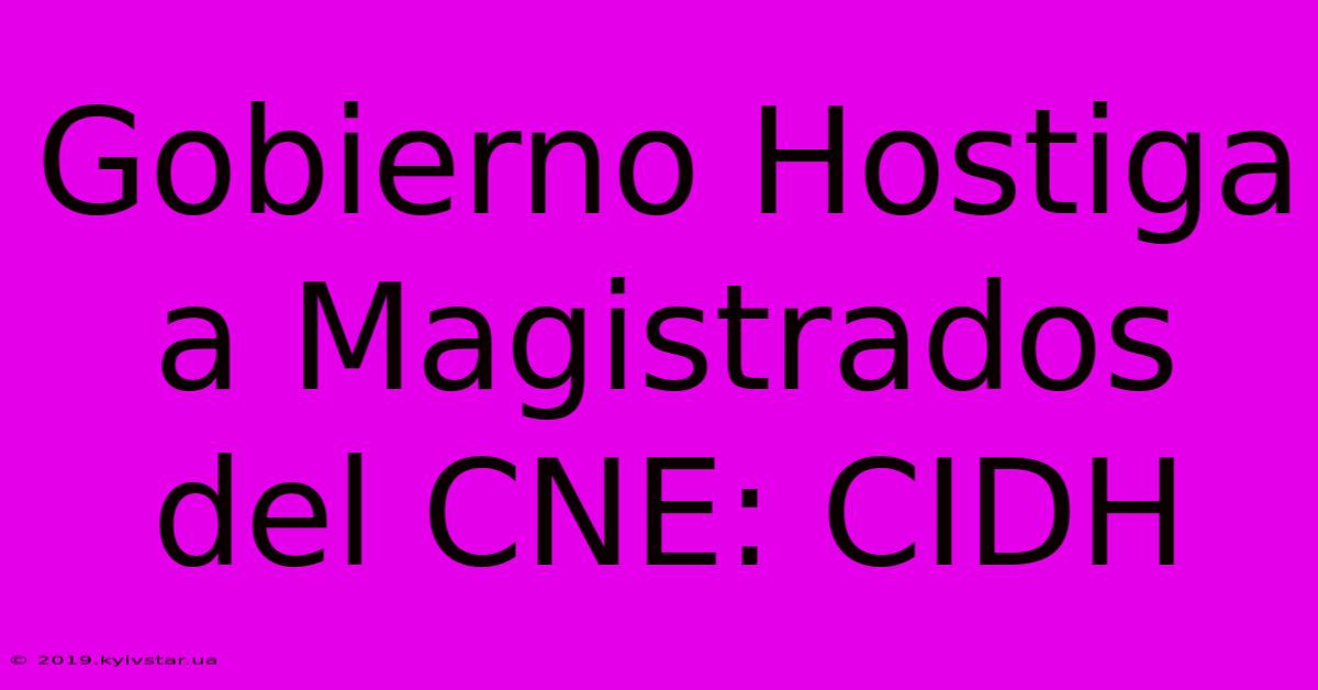 Gobierno Hostiga A Magistrados Del CNE: CIDH