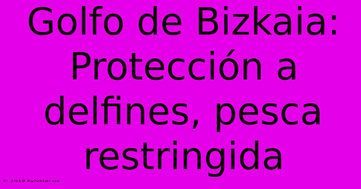 Golfo De Bizkaia: Protección A Delfines, Pesca Restringida