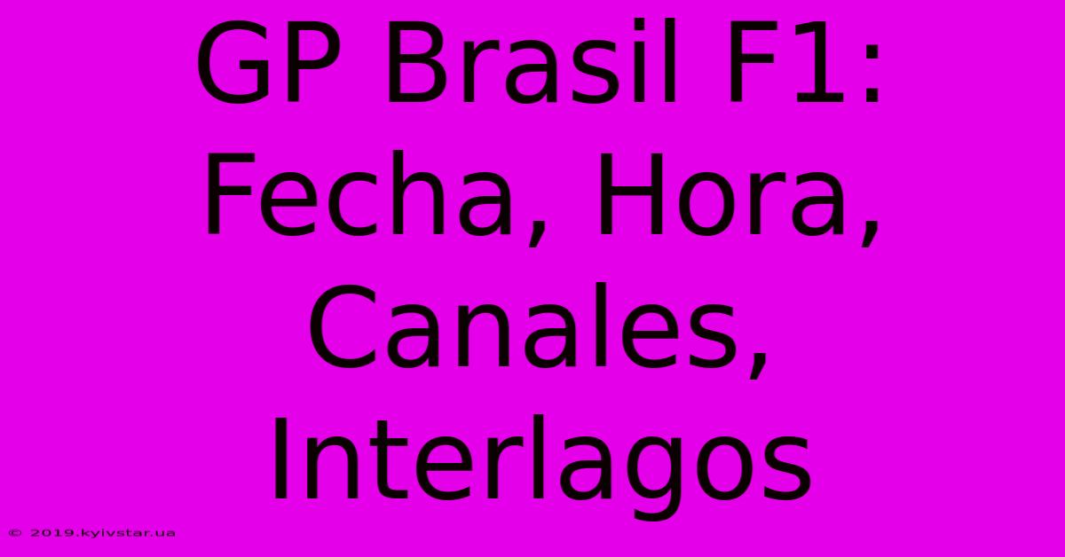 GP Brasil F1: Fecha, Hora, Canales, Interlagos