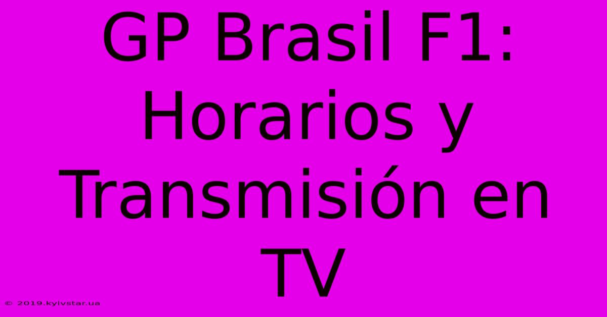 GP Brasil F1: Horarios Y Transmisión En TV