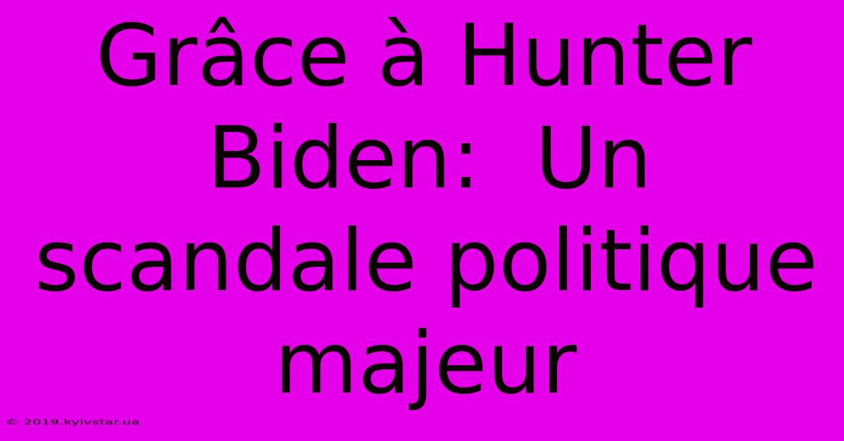 Grâce À Hunter Biden:  Un Scandale Politique Majeur