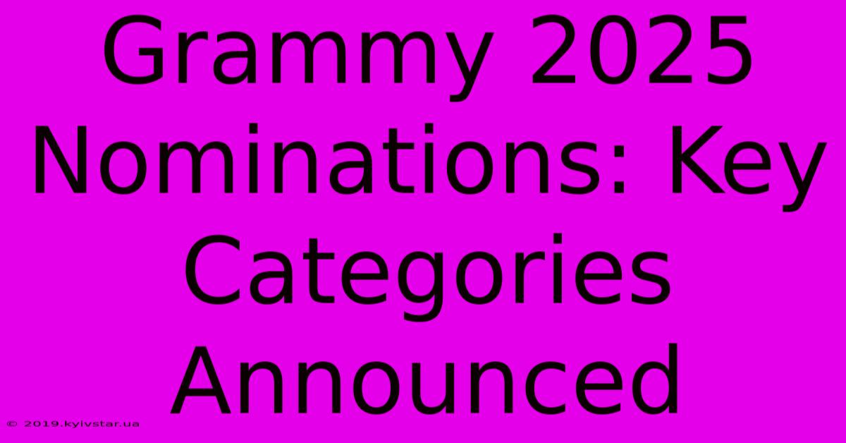 Grammy 2025 Nominations: Key Categories Announced 