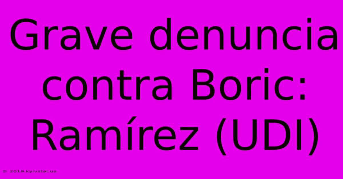 Grave Denuncia Contra Boric: Ramírez (UDI)