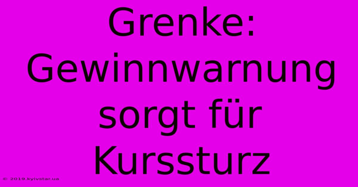 Grenke: Gewinnwarnung Sorgt Für Kurssturz 