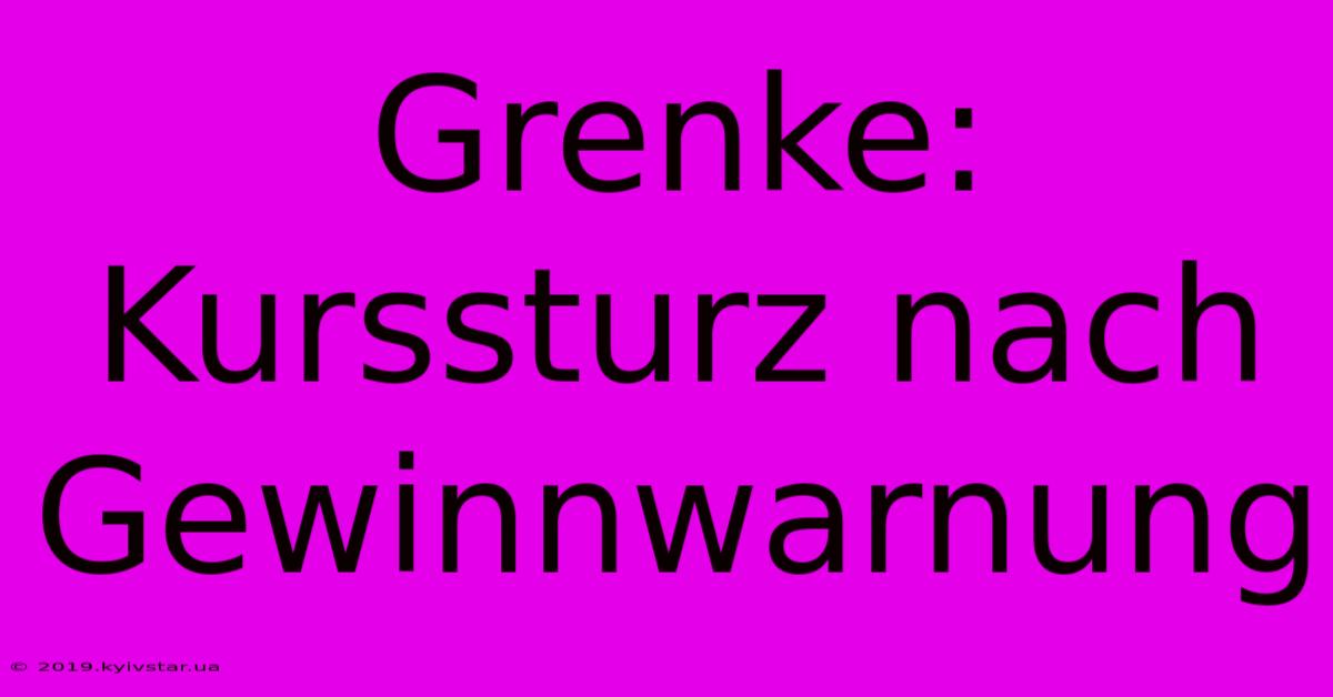 Grenke: Kurssturz Nach Gewinnwarnung