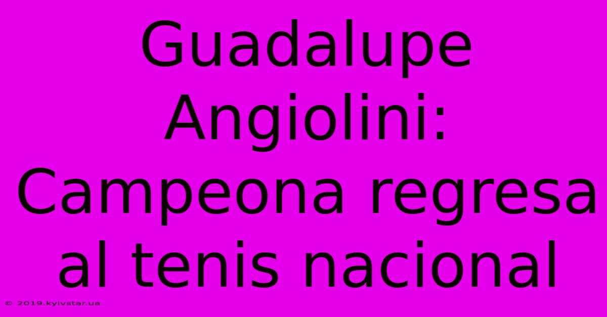 Guadalupe Angiolini: Campeona Regresa Al Tenis Nacional