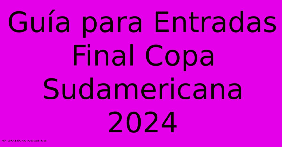 Guía Para Entradas Final Copa Sudamericana 2024 