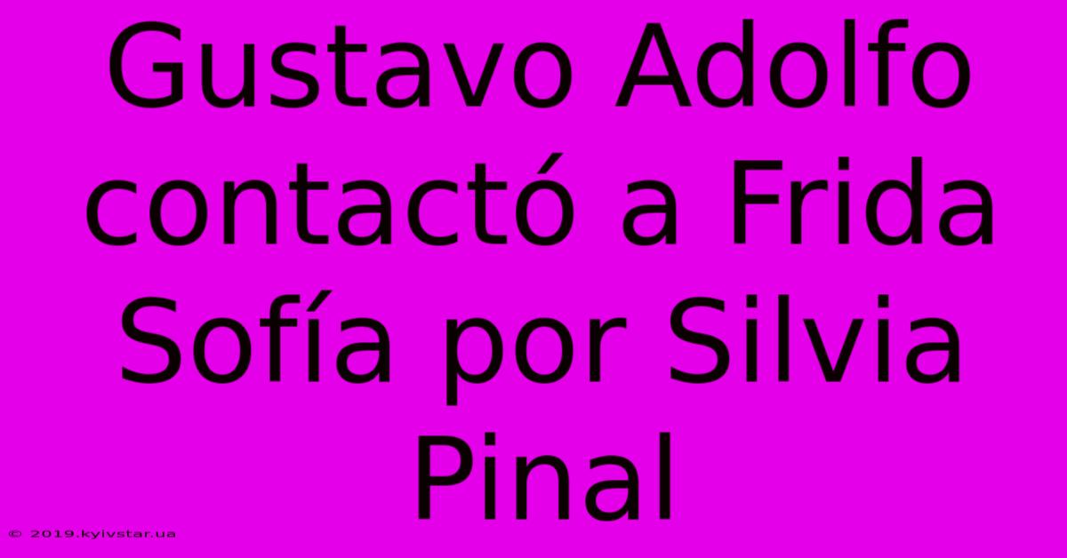 Gustavo Adolfo Contactó A Frida Sofía Por Silvia Pinal