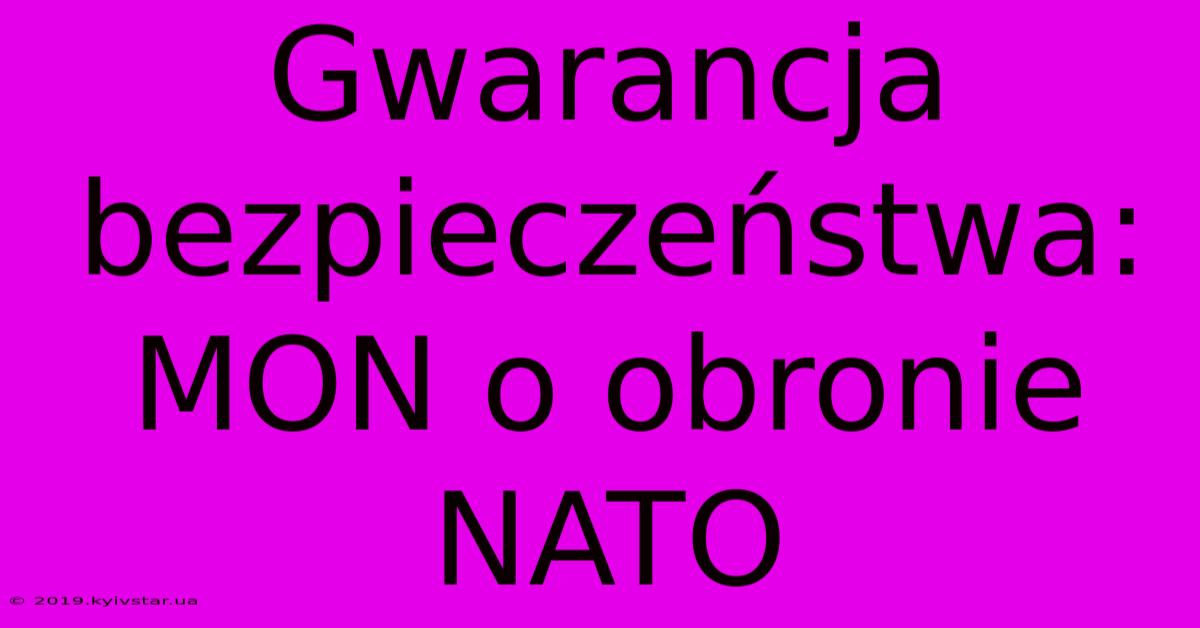 Gwarancja Bezpieczeństwa: MON O Obronie NATO