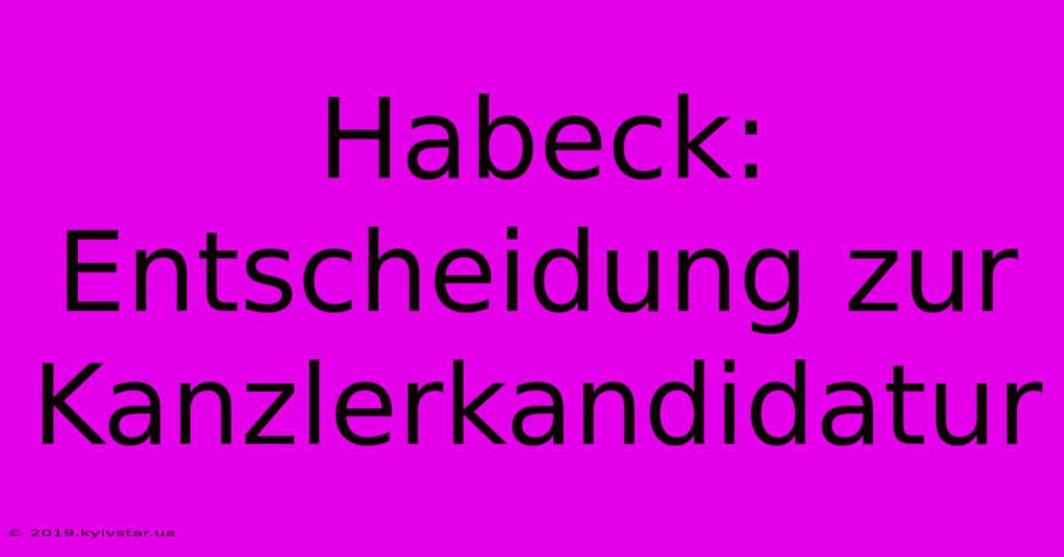 Habeck: Entscheidung Zur Kanzlerkandidatur