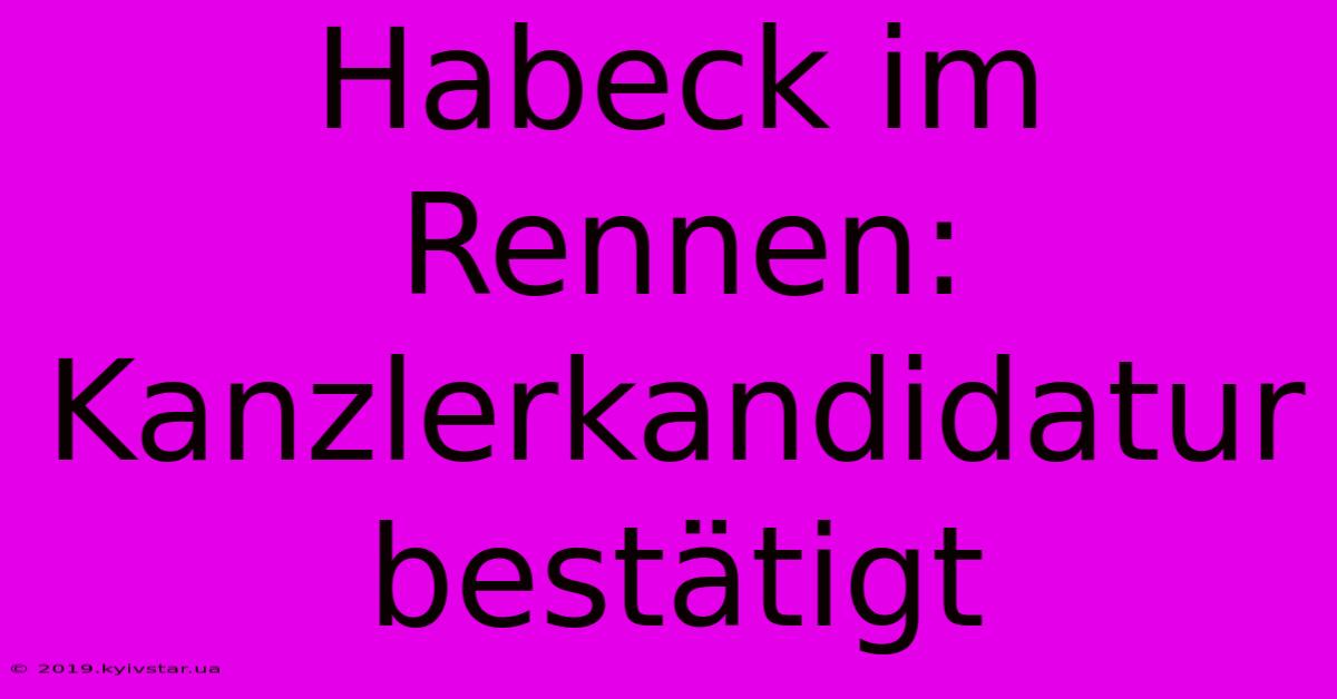 Habeck Im Rennen: Kanzlerkandidatur Bestätigt