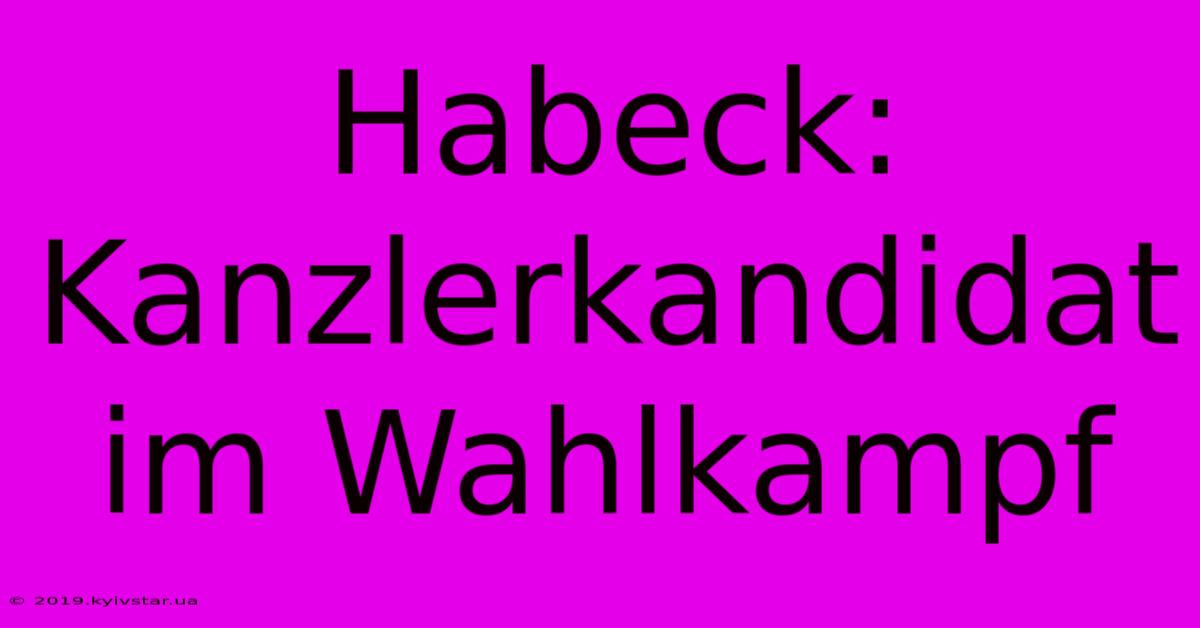 Habeck: Kanzlerkandidat Im Wahlkampf