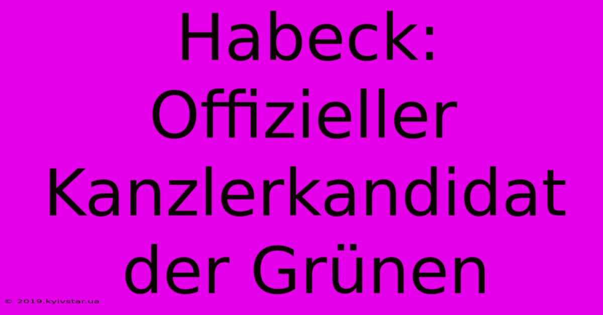 Habeck: Offizieller Kanzlerkandidat Der Grünen