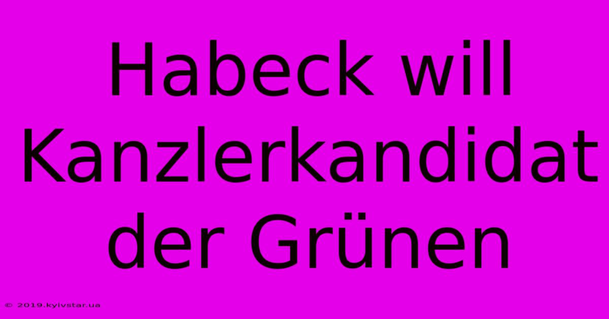 Habeck Will Kanzlerkandidat Der Grünen