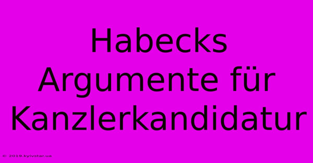 Habecks Argumente Für Kanzlerkandidatur 