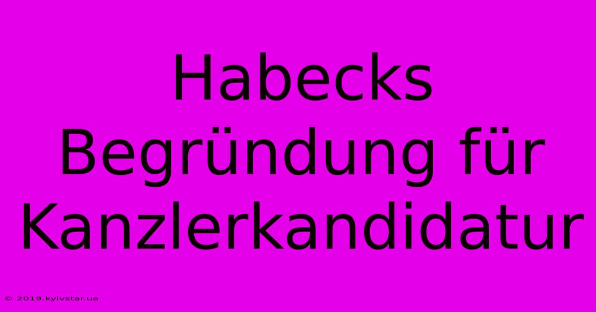 Habecks Begründung Für Kanzlerkandidatur