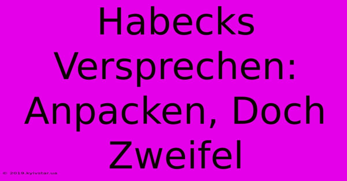 Habecks Versprechen: Anpacken, Doch Zweifel