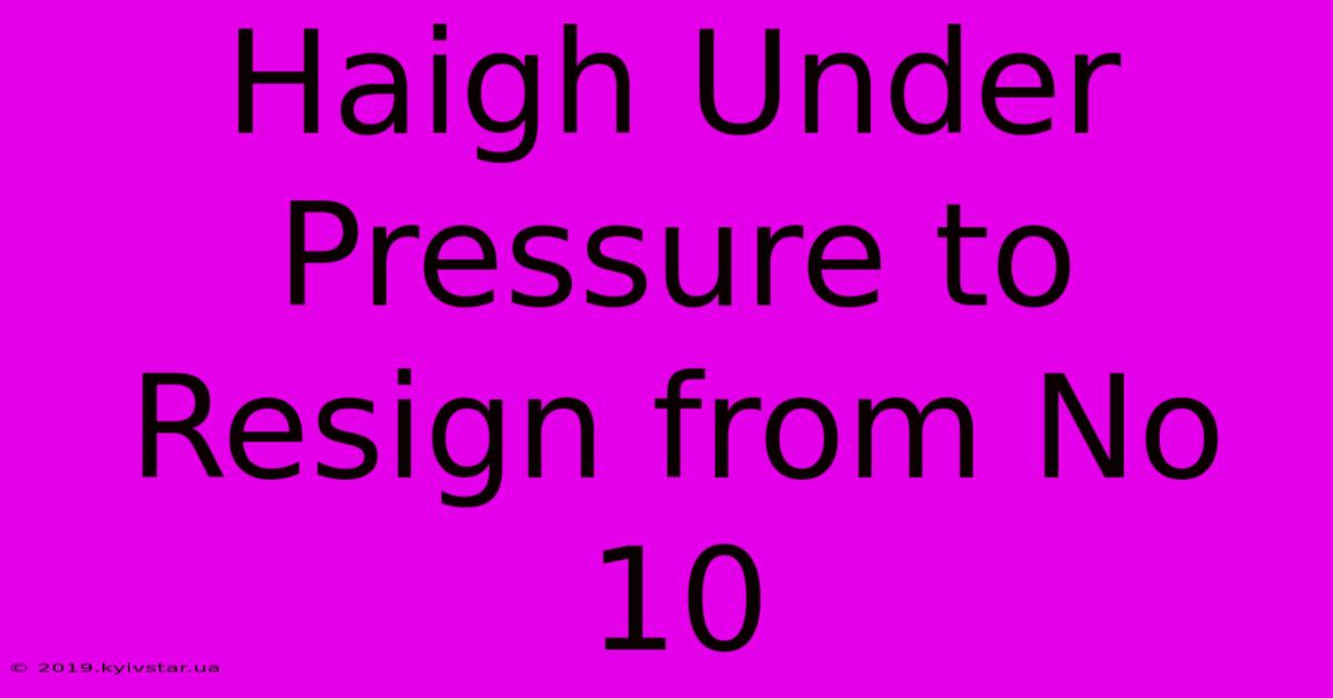 Haigh Under Pressure To Resign From No 10