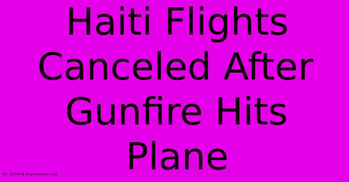 Haiti Flights Canceled After Gunfire Hits Plane