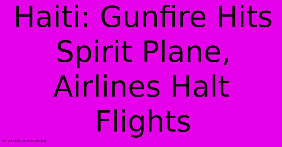 Haiti: Gunfire Hits Spirit Plane, Airlines Halt Flights