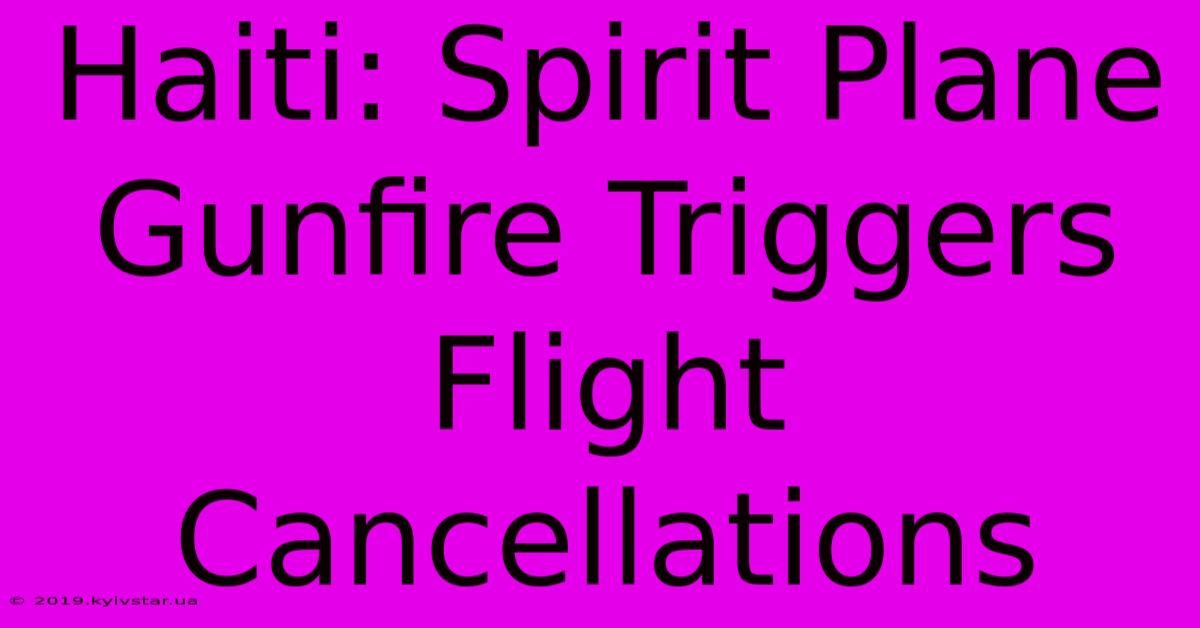 Haiti: Spirit Plane Gunfire Triggers Flight Cancellations 