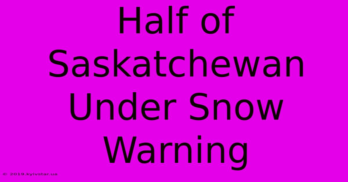 Half Of Saskatchewan Under Snow Warning