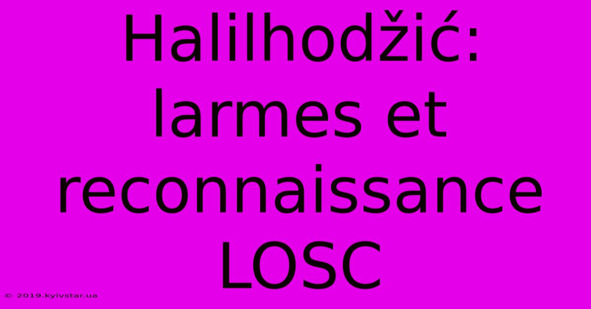 Halilhodžić: Larmes Et Reconnaissance LOSC