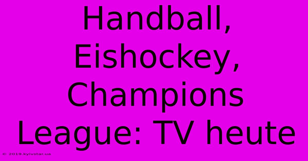 Handball, Eishockey, Champions League: TV Heute