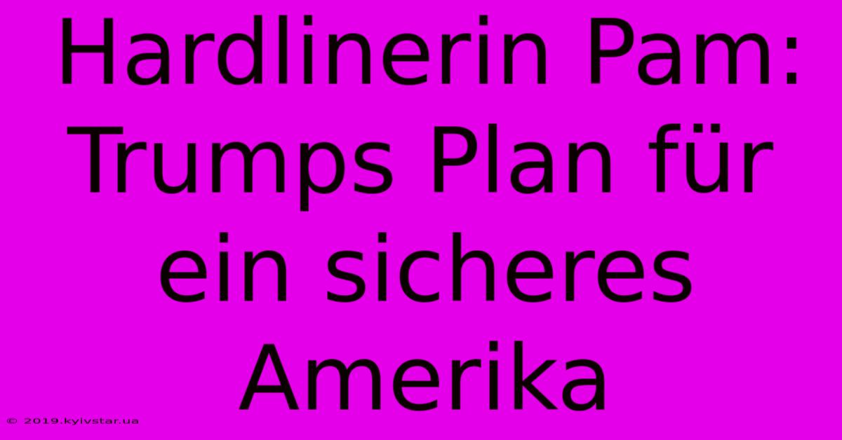 Hardlinerin Pam: Trumps Plan Für Ein Sicheres Amerika