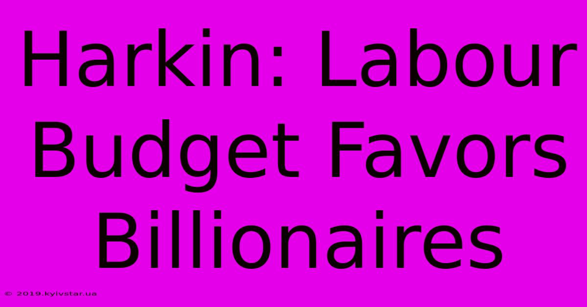 Harkin: Labour Budget Favors Billionaires