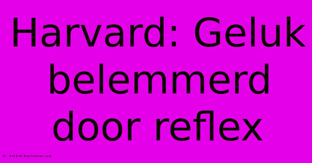 Harvard: Geluk Belemmerd Door Reflex